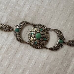 Elegant Silver and Green Bracelet
